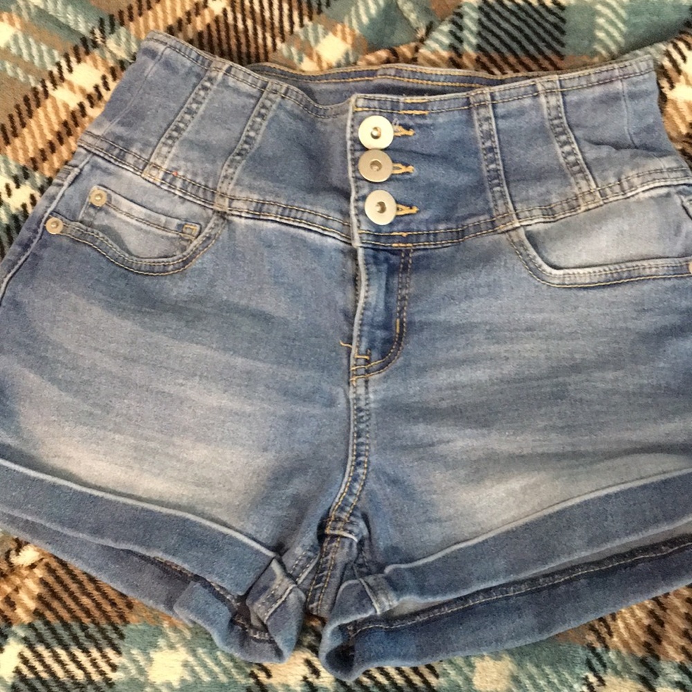 High rise jean shorts.